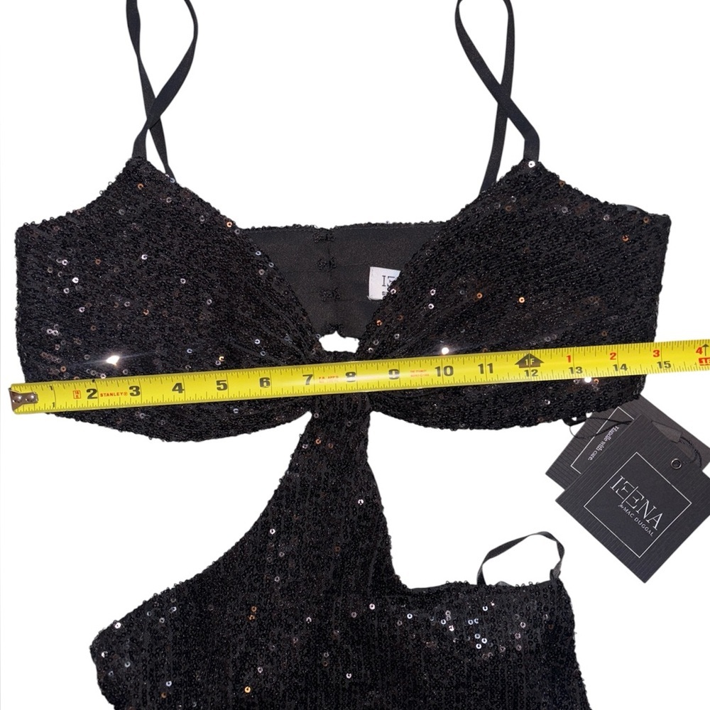 Mac Duggal Cutout Waist Sequin Sleeveless Open Back Long Dress Black Size 2 NWT - Picture 3 of 15